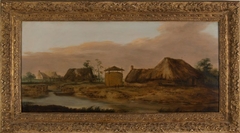 Landscape with farms along a river by Jacobus Mancadan