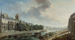 Le Palais de l'archevêché, vue de la rive gauche by Nicolas-Jean-Baptiste Raguenet