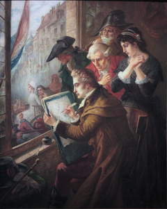 Le peintre Louis David dessinant Marie-Antoinette conduite au supplice by Jean-Emmanuel van den Bussche by Jean-Emmanuel Van den Bussche