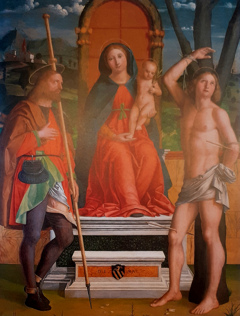 Madonna con il Bambino e i santi Rocco e Sebastiano by Girolamo dai Libri