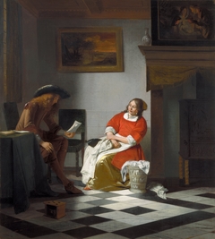 Man reading letter to a woman by Pieter de Hooch