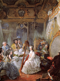 Marie Antoinette playing the harp at the French Court by Jean-Baptiste André Gautier-Dagoty