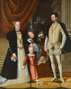 Maximilian II. (1527-1576) und seine Gemahlin Maria von Spanien (1528-1603) und seine Kinder Anna (1549-1580), Rudolf (1552-1612) und Ernst (1553-1595) by Anonymous