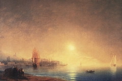 Morning on the shore of the bay. by Ivan Ayvazovsky