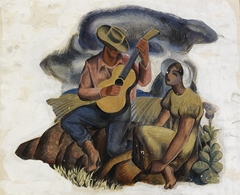 Music of the Plains (mural study, Kilgore, Texas Post Office) by Xavier Gonzalez