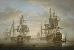 Nelson's Flagships at Anchor by Nicholas Pocock