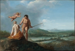 Nymph and Shepherd in a Landscape by Cornelius van Poelenburgh