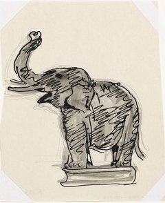 Olifant op boek (schets) by Leo Gestel