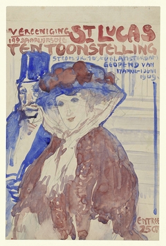 Ontwerp voor de afiche van de 19e jaarlijkse Tentoonstelling van Vereening St. Lukas in het Stedelijk Museum te Amsterdam by Leo Gestel