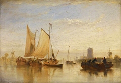 Passage Boats Becalmed on the Maas at Dort by William Simson