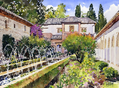 Patio de la Acequia, Generalife, Granada by Margaret Merry