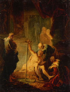 Petrus und Johannes heilen den Lahmgeborenen im Tempel by Januarius Zick