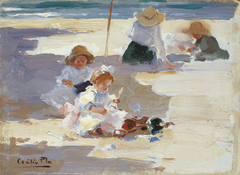 Playing on the Beach by Cecilio Pla