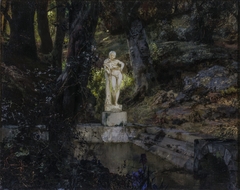 Pond with faun statue by Henryk Siemiradzki