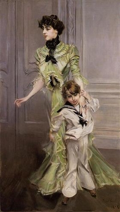 Portrait de Pauline Hugo avec son fils Jean by Giovanni Boldini