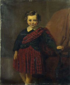 Portrait de petit garçon (Maurice Coblence), en costume écossais by Édouard Moyse