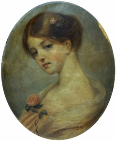 Portrait of a Girl holding a Rose by Pierre-Joseph Dedreux-Dorcy