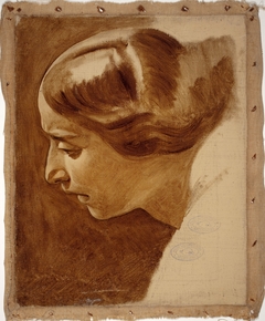 Portrait of a woman (Edla Blommér?), unfinished by Nils Blommér