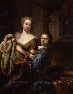 Portrait of Adriaan van der Burg (1693-1733) and a woman, possibly Cornelia Driewegen (...-...) by Adriaan van der Burg