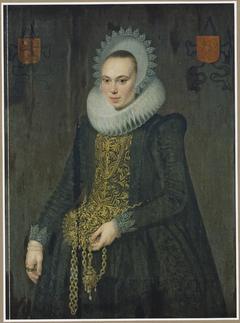 Portrait of Justina van Teylingen (1596-1643). wife of Jonkheer Adriaen de Kies van Wissen by Cornelis van der Voort