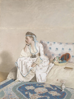 Portret van Marie Fargues, echtgenote van de kunstenaar, in Turks kostuum by Jean-Etienne Liotard