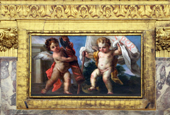 putti with banner and fascio littorio by Niccola Ricciolini