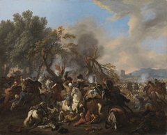 Reiterkampf am Waldrand by Jan van Huchtenburgh