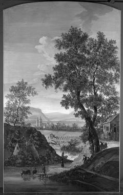 Rivierlandschap met hooioogst by Pieter Jan van Liender