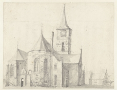 Romaanse kerk, gezien vanuit het noordoosten. by Jan Abrahamsz. Beerstraten