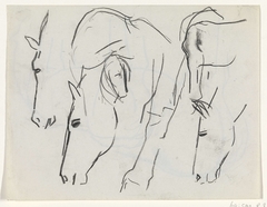 Schetsblad met studies van paarden by Leo Gestel