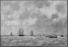 Seascape, River Pilots by Eugène Louis Boudin