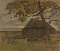 Sheepfold with tree at right by Piet Mondrian