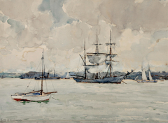 Ships Auckland Harbour, 1913 by Alfred Wilson Walsh