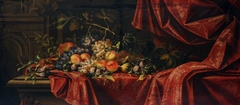 Still Life of Fruit on a Red Cloth by Anonymous