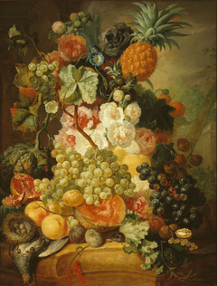 Still life with Flowers and Fruit by Jan van Os