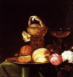 Still Life with Fruit and Roses by Simon Luttichuys