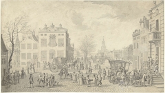 Straatgezicht te Den Haag by Nicolaes Aartman