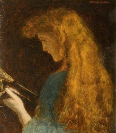 Study of a Girl's Head by Arthur Hughes