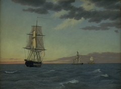 The Corvette "Galathea" Lying to in order to Send Help to the Brig "St Jean" by Christoffer Wilhelm Eckersberg