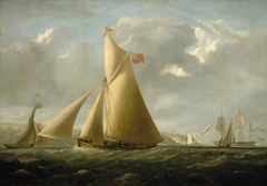 The cutter yacht 'Gazelle' off Cowes by John Christian Schetky