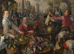 The Four Elements: Air. A Poultry Market with the Prodigal Son in the Background by Joachim Beuckelaer