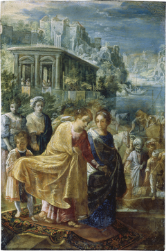 The Frankfurt Altarpiece of the Exaltation of the True Cross:  The Embarkation of the Empress Helena  (left) by Adam Elsheimer