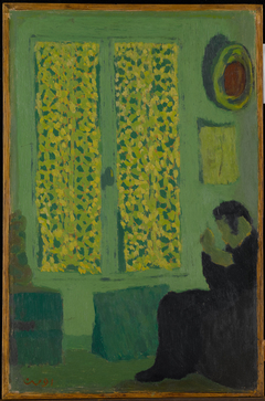 The Green Interior (Figure Seated by a Curtained Window) by Édouard Vuillard