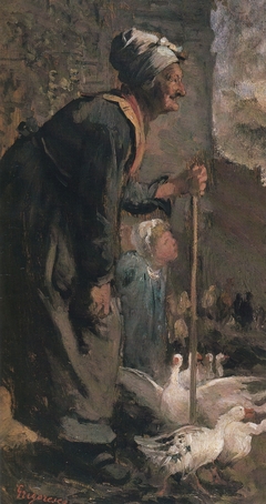 The old lady with geese by Nicolae Grigorescu