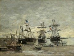 The Port of Portrieux at Low Tide by Eugène Louis Boudin