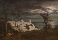 The "Summer Spire" on the Chalk Cliffs of the Island Møn. Moonlight by Frederik Sødring