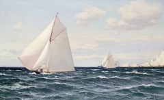 The Yachts 'Britannia' and 'Ailsa' off the Needles, Isle of Wight by Eduardo de Martino