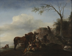 Travelers Halting by Philips Wouwerman