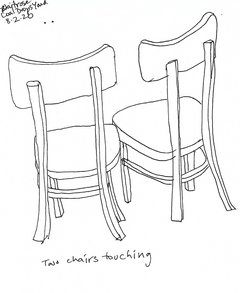 Two chairs touching; Waitrose, Coal Drops Yard; pen and ink. by GMwriting