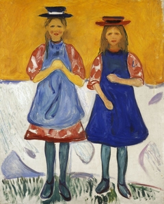 Two Girls with Blue Aprons by Edvard Munch